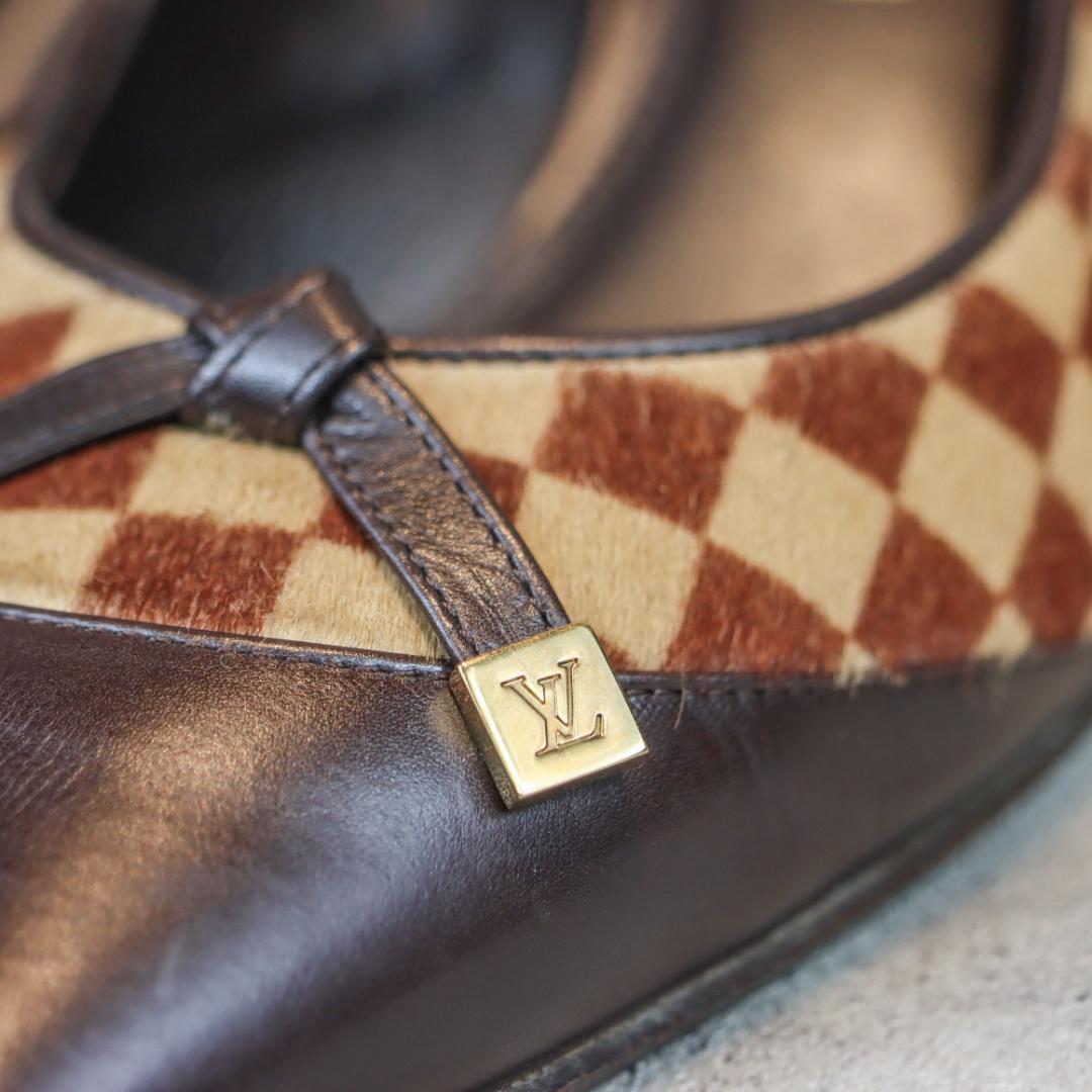 LOUIS VUITTON ハラコ パンプス レディース 高級 ミュール