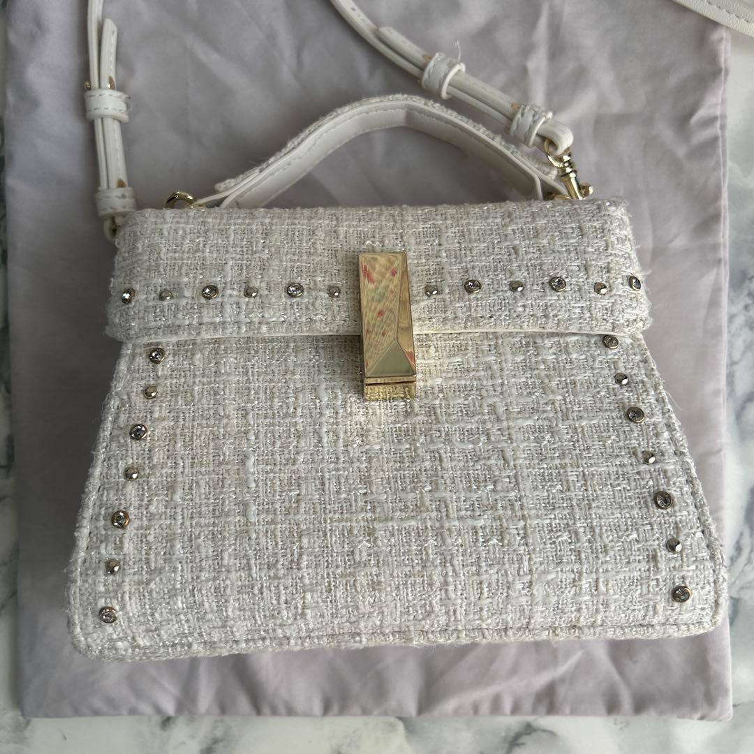 ツイードビジュースタッズポシェット