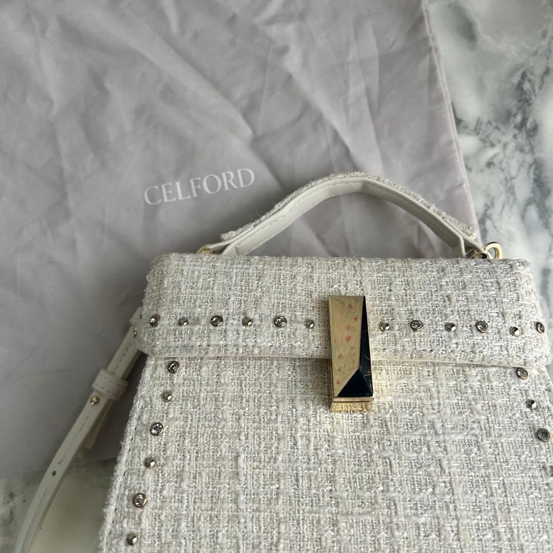 ツイードビジュースタッズポシェット