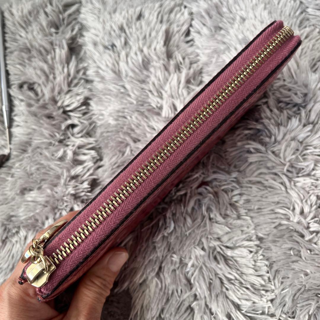 美品✨GUCCI GG柄　ピンク　長財布　ハート金具　ラウンドファスナー