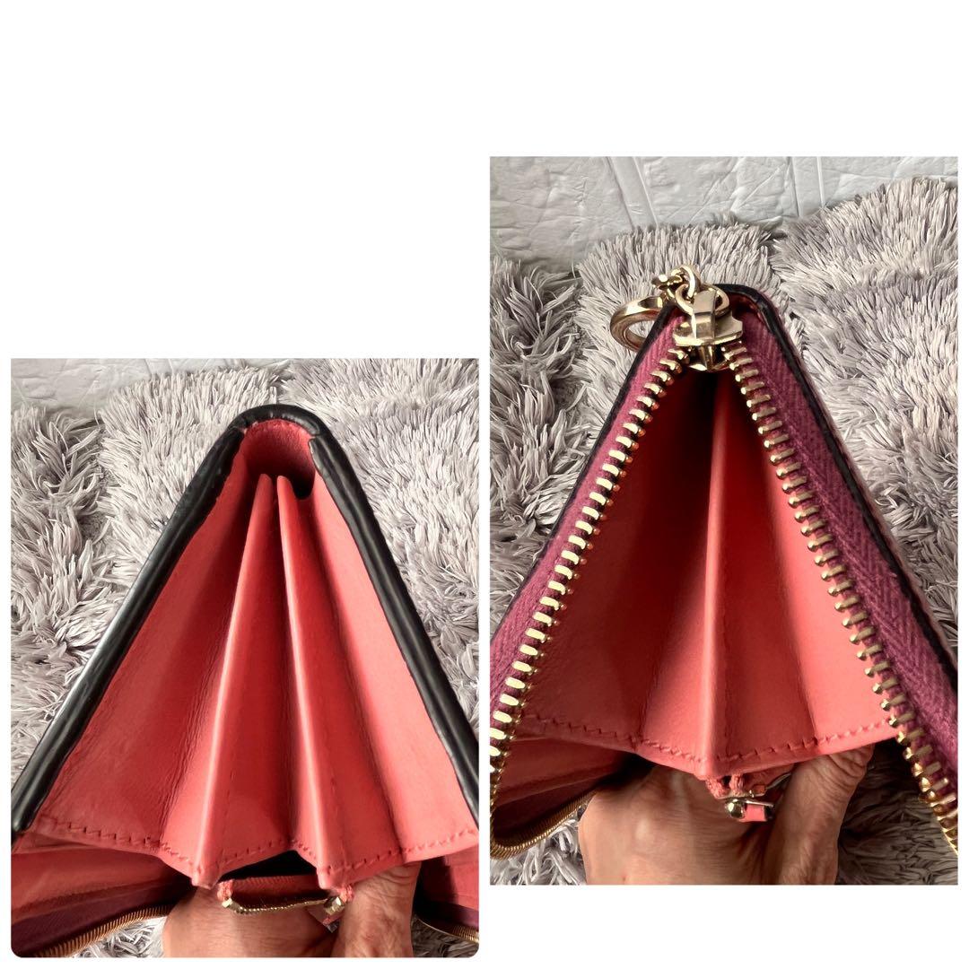 美品✨GUCCI GG柄　ピンク　長財布　ハート金具　ラウンドファスナー