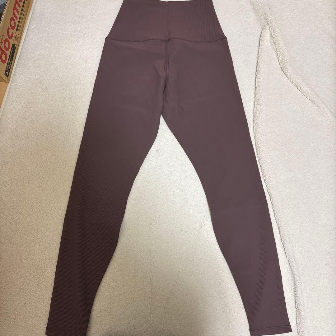 ブラウンリブ編みハイウエストヨガウェアセット