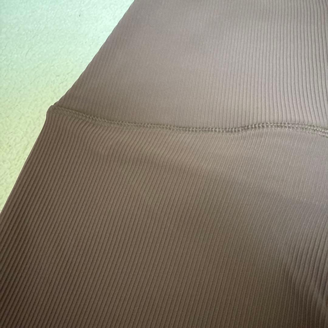 ブラウンリブ編みハイウエストヨガウェアセット