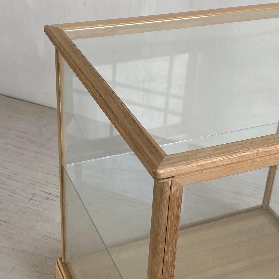 古い木製 ガラスケース 2段 ショーケース 展示ケース パンケース 店舗什器