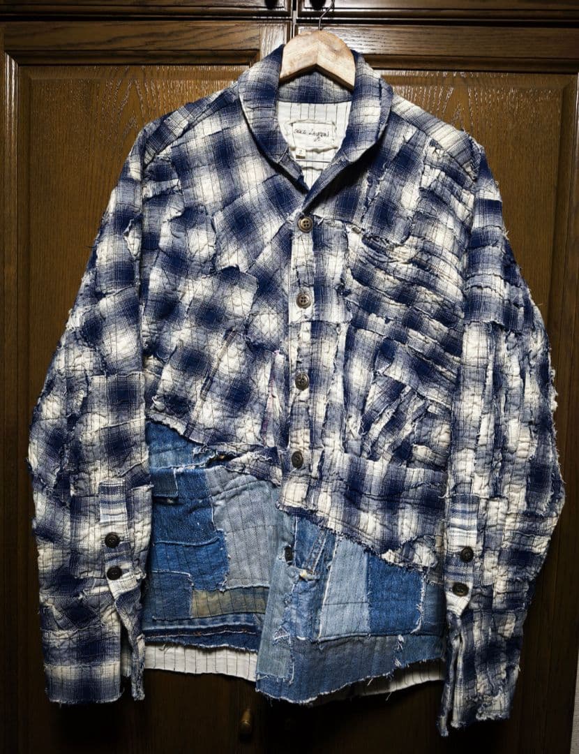 GREG LAUREN 再構築　ドッキング　チェックシャツジャケット　サイズ2