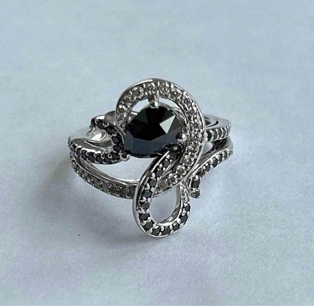 Ｋ18ＷＧ　ブラックダイヤ　リング