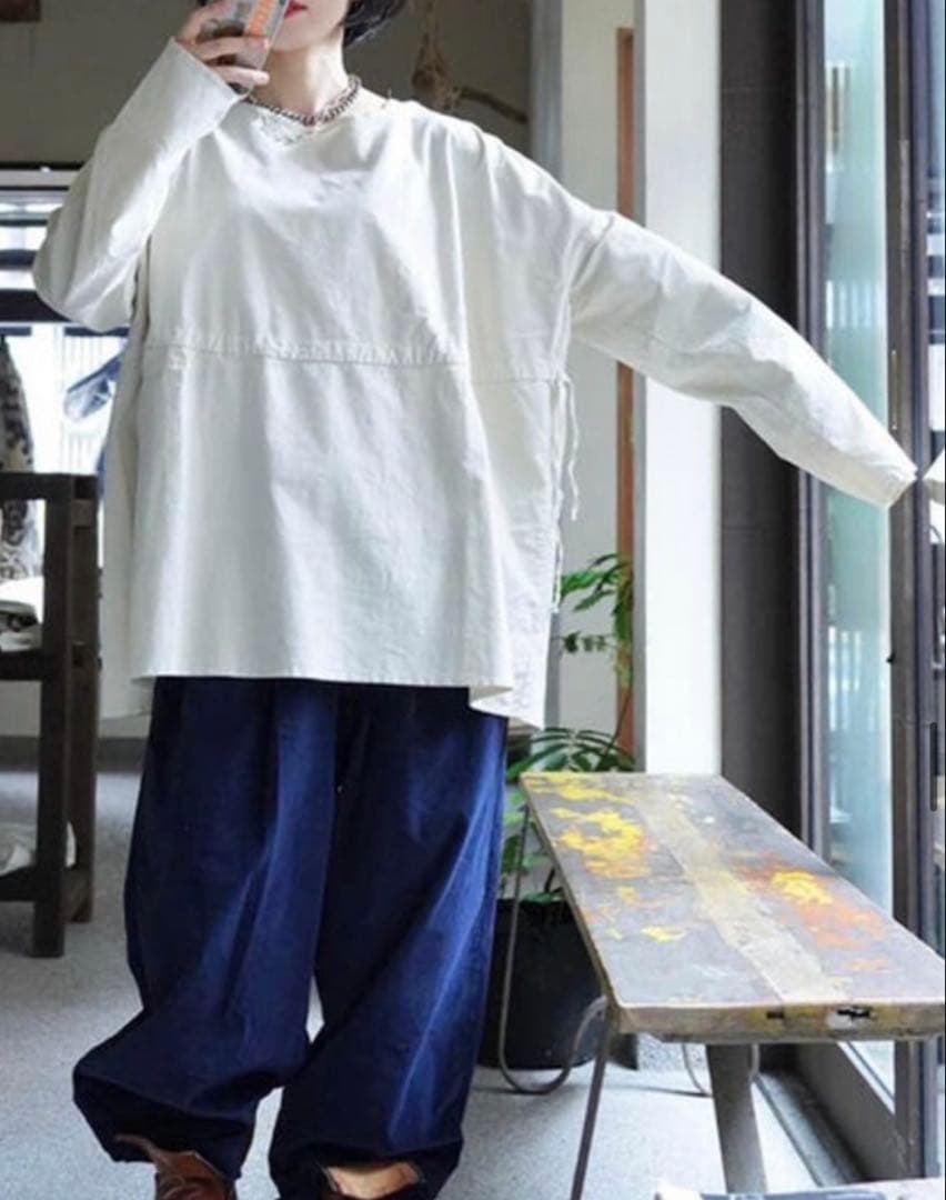 ALBUM DI FAMIGLIA DRAWSTRING shirtsネイビー