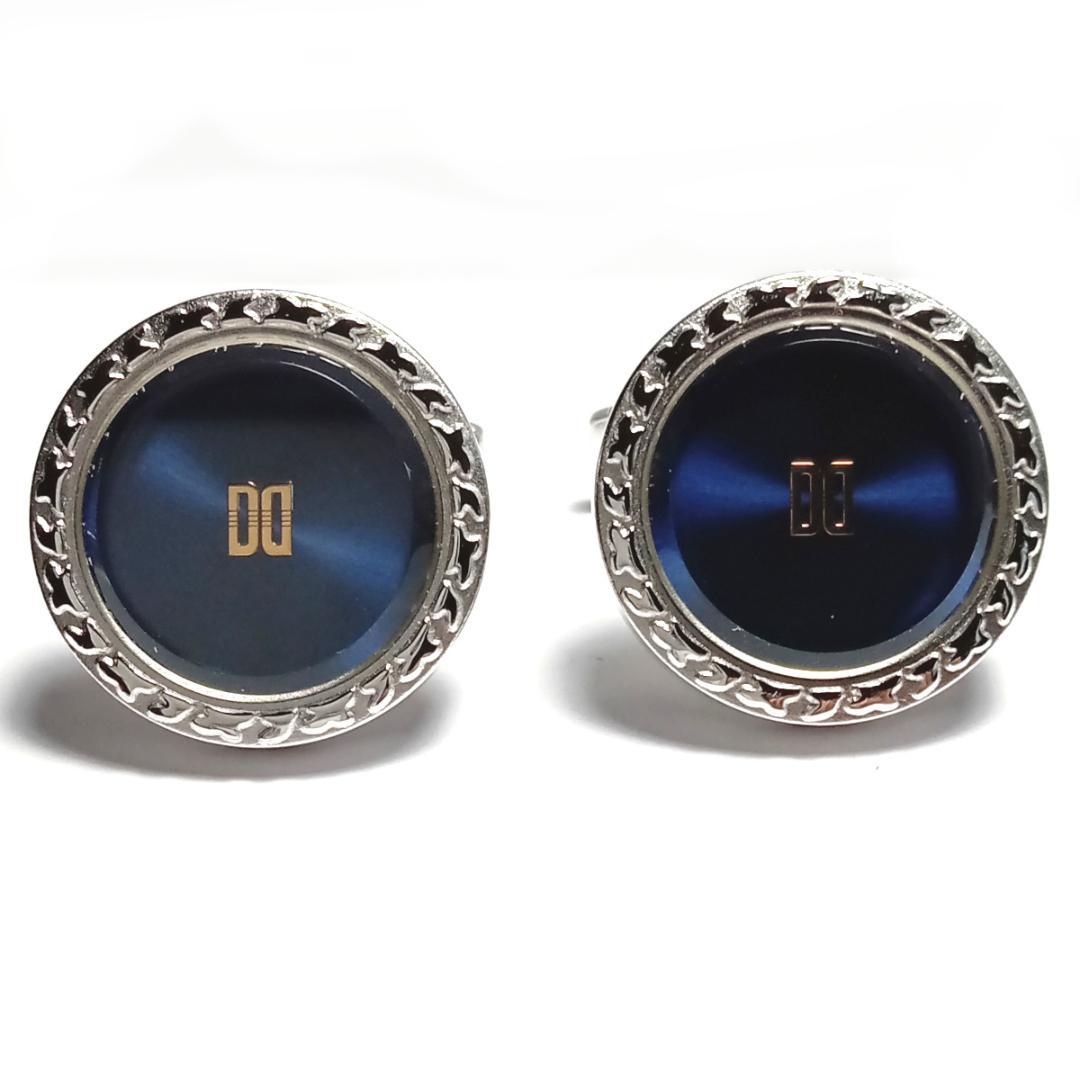 dkc192 DAKS ダックス カフリンクス シルバー×ブルーガラス ラウンド