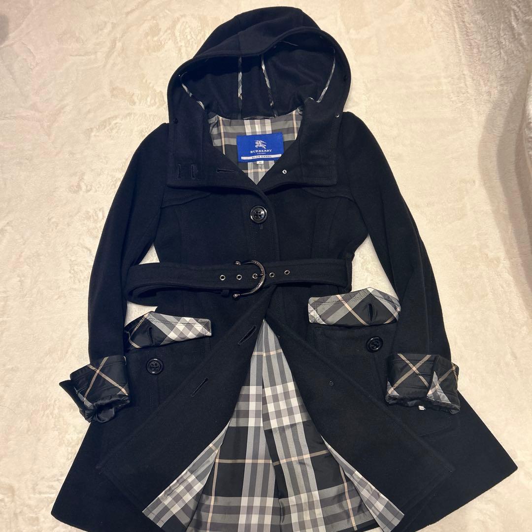 BURBERRY BLUE LABEL ロングコート38 黒　M