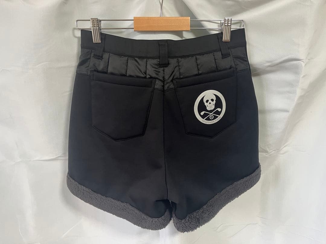 定価3.8万 MARK&LONA 裏ボア ショートパンツ 36 黒 スカル 防寒