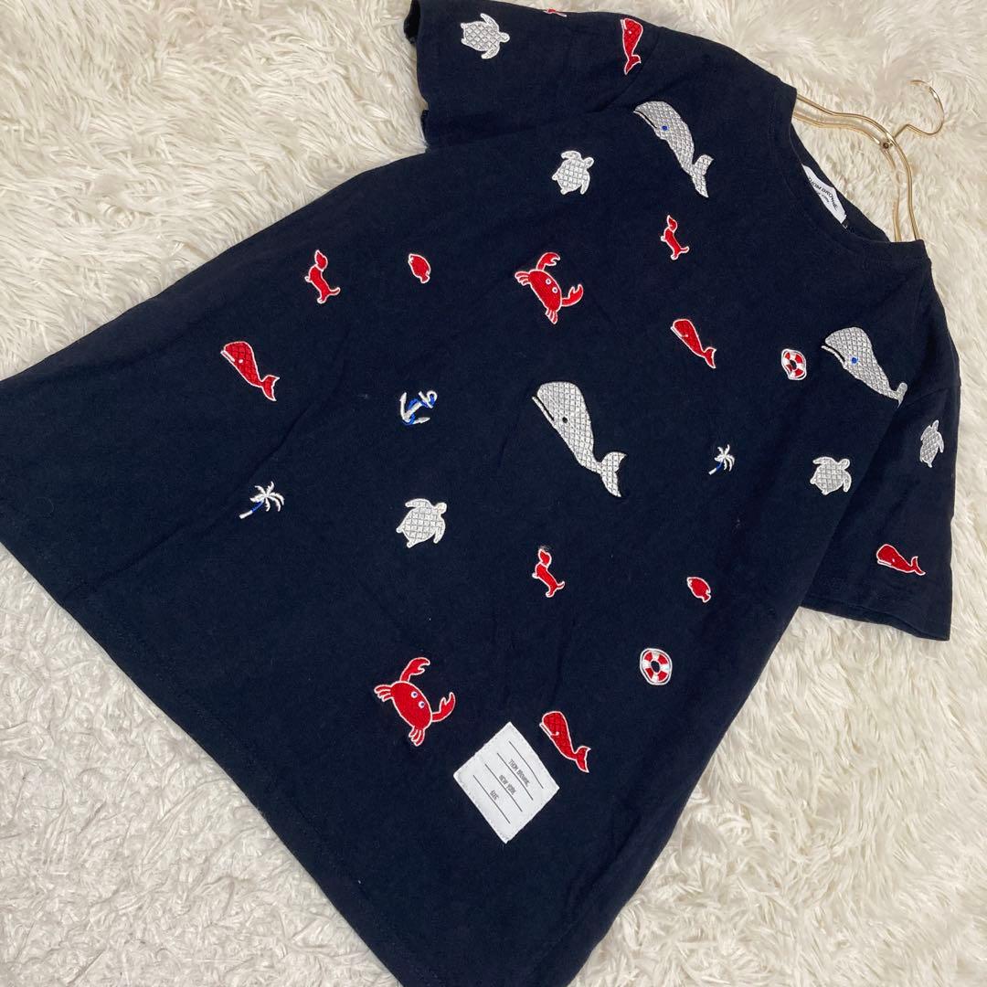 専用THOM BROWNE クジラ柄Tシャツ ネイビー L イラスト 海 鯨