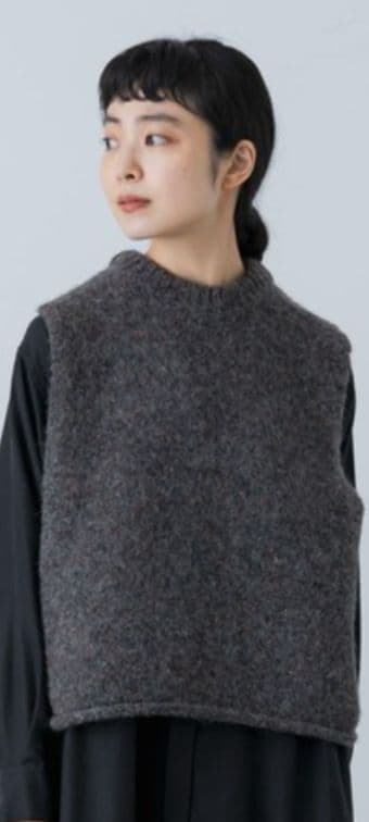 かぐれ　カラーネップアルパカ ベスト　チャコール　美品