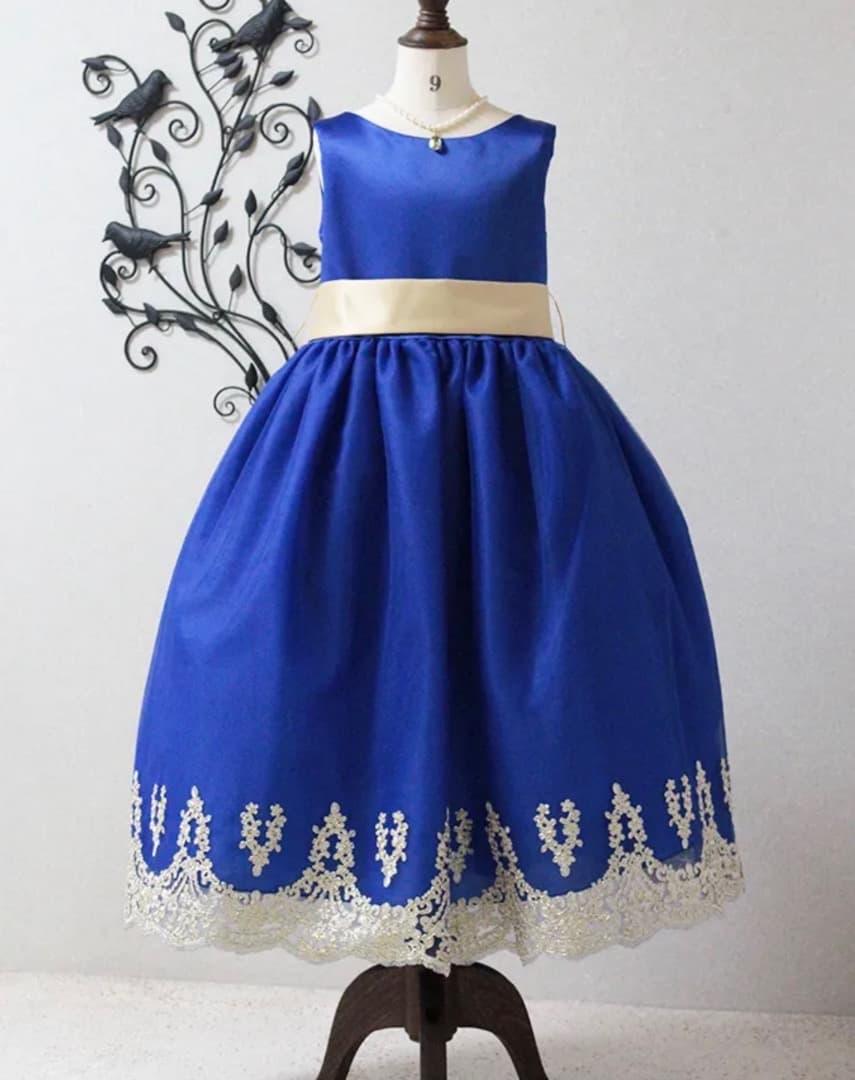 【美品】ジュニアドレス　ピアノ発表会ドレス　160cm ロイヤルブルー　青い鳥