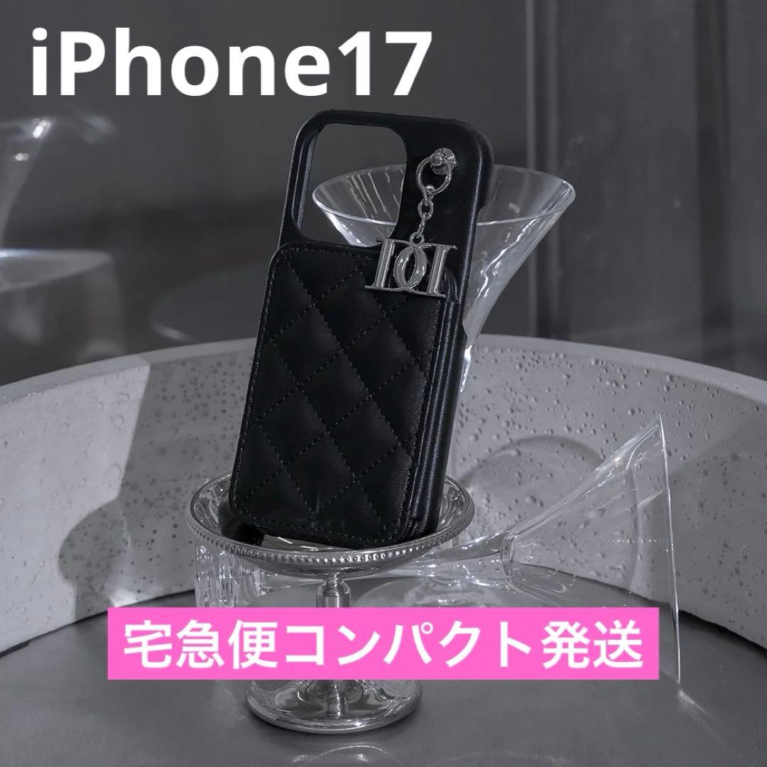 ダーリッチ☆キルティングミラーDDチャームiPhoneケース☆BLK☆17