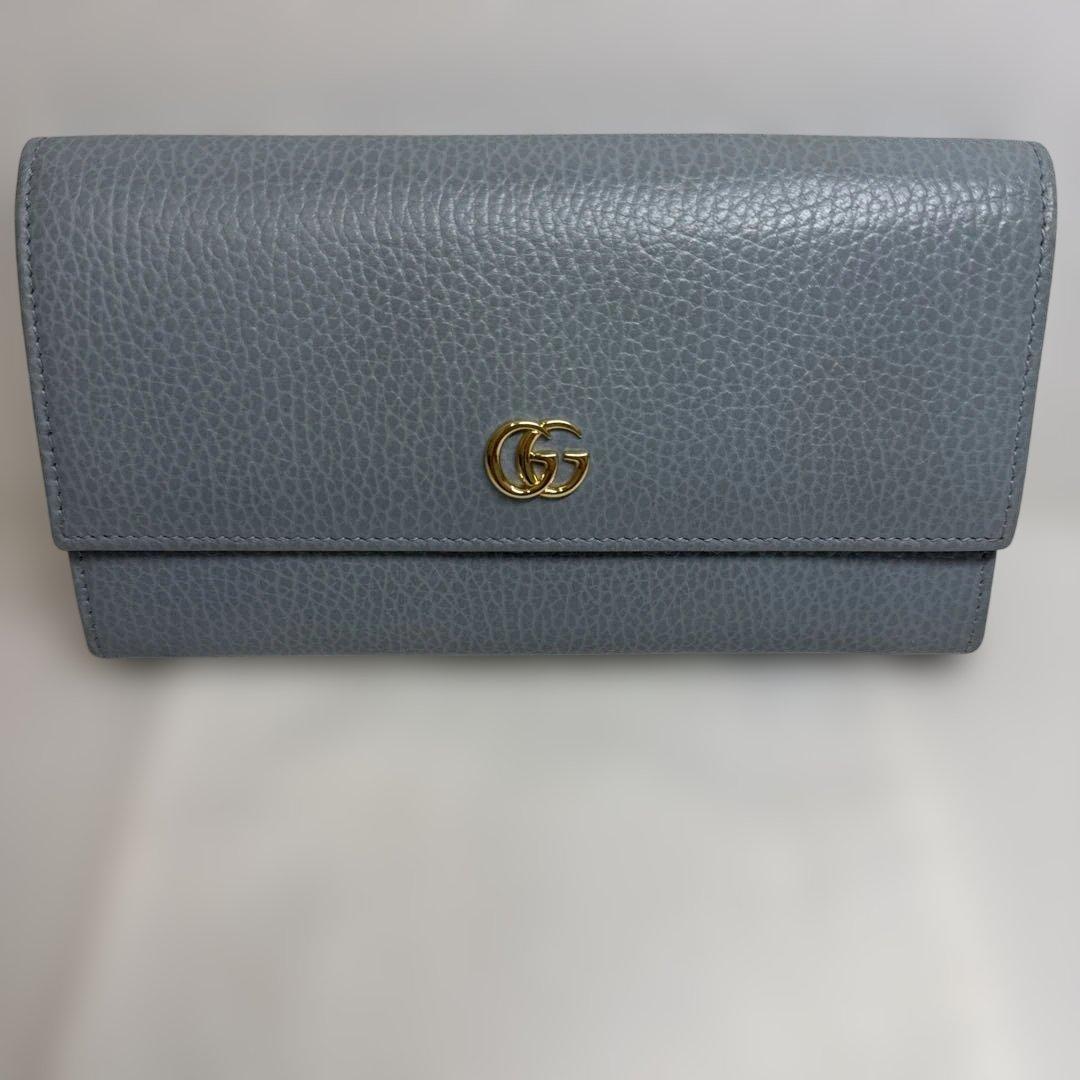 GUCCI ライトグレー　レザー 長財布