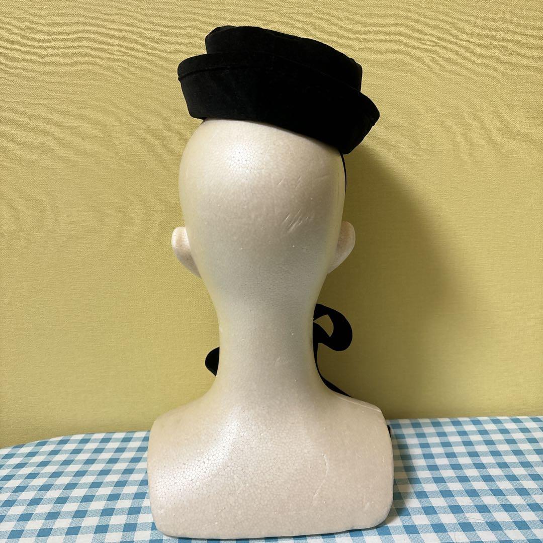 メタモルフォーゼ　別珍リボン付ミニ帽子　ブラック