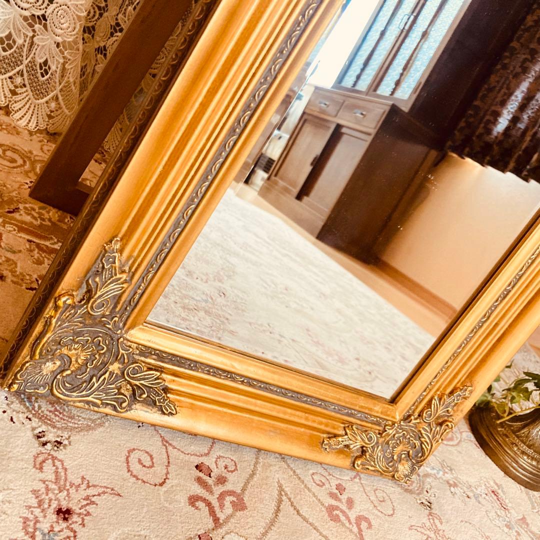 ロココ調　アンティーク　スタンドミラー　姿見　壁掛けミラー　イタリア輸入家具