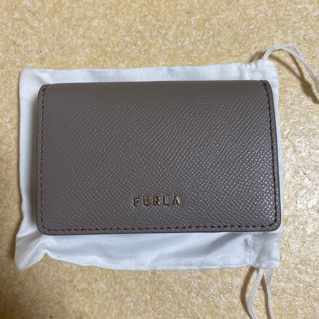 FURLA グレー レザー 名刺入れ