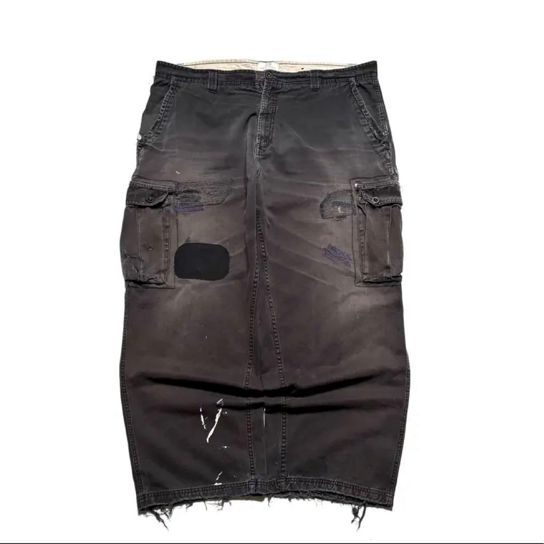 faded glory コットンカーゴパンツ フェード ブラック greeny