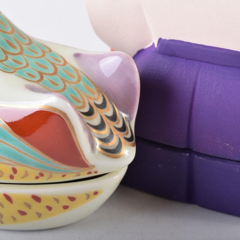 茶道具　楽山作　立雛他　干支　水鳥など　色絵香合　6点まとめて　N　8222