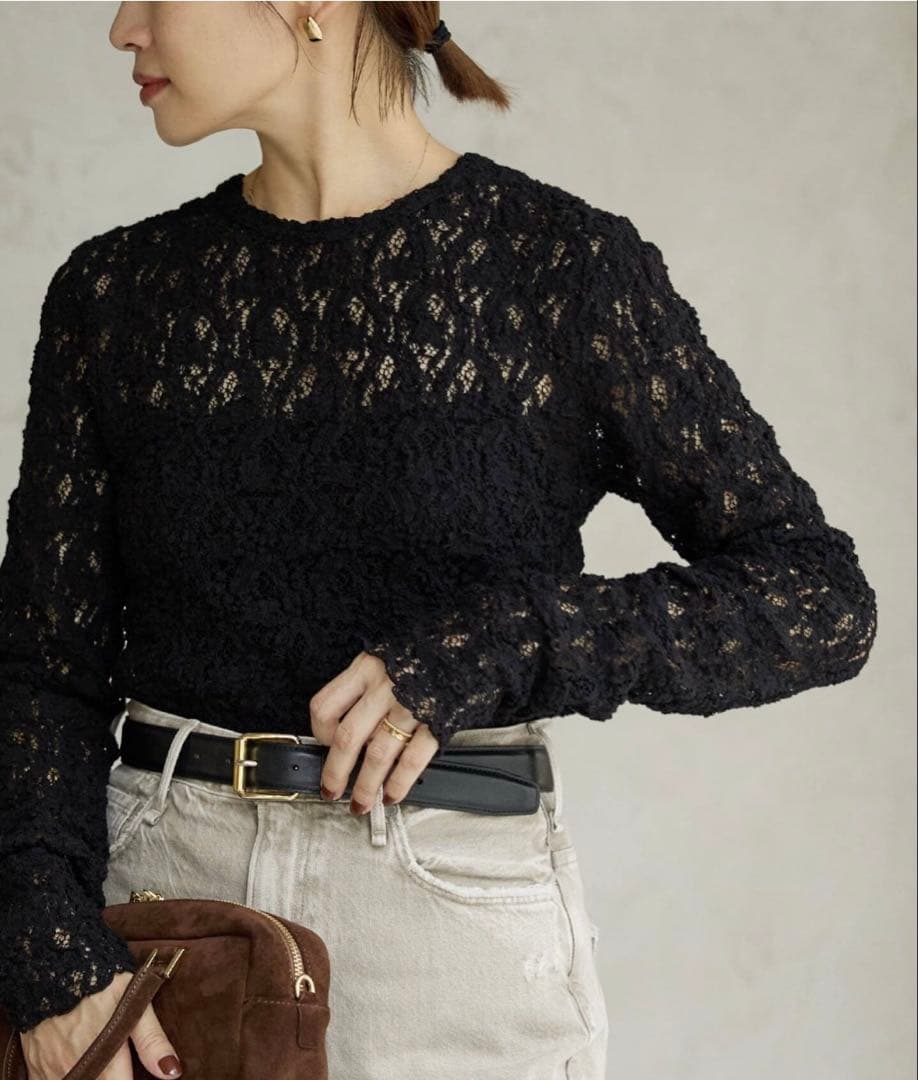 【新品未使用タグ付】IENA Flower ストレッチレースプルオーバー