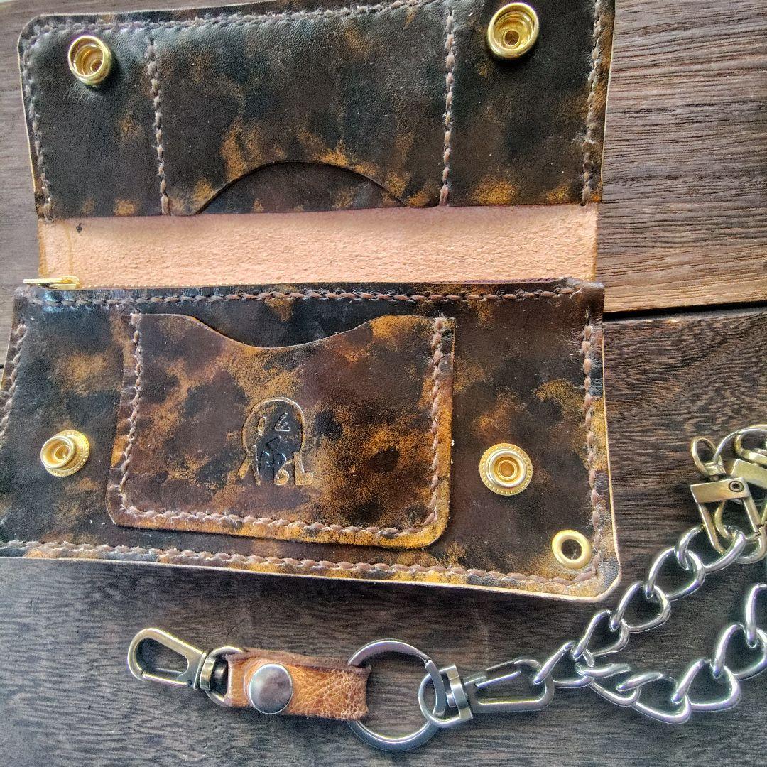 トラッカーウォレット ロング 手染め 迷彩