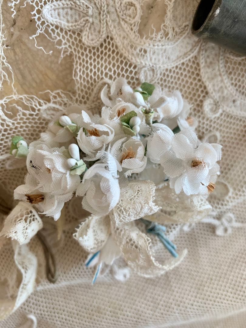 フランスアンティークジャルディニエール布花＆キャンドルホルダー＆オランダプレート