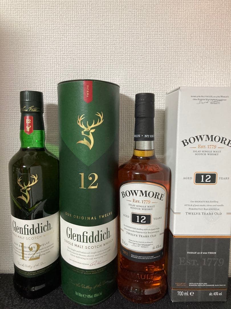 グレンフィディック12年　ボウモア12年　未開封