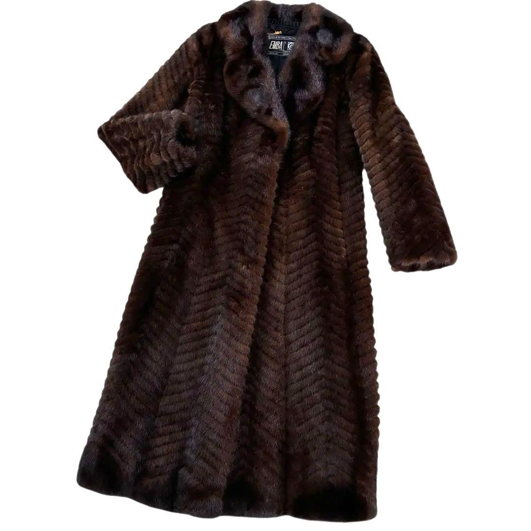 【極美品】　EMBA エンバ　ブラックグラマミンク　コート　リアルファー