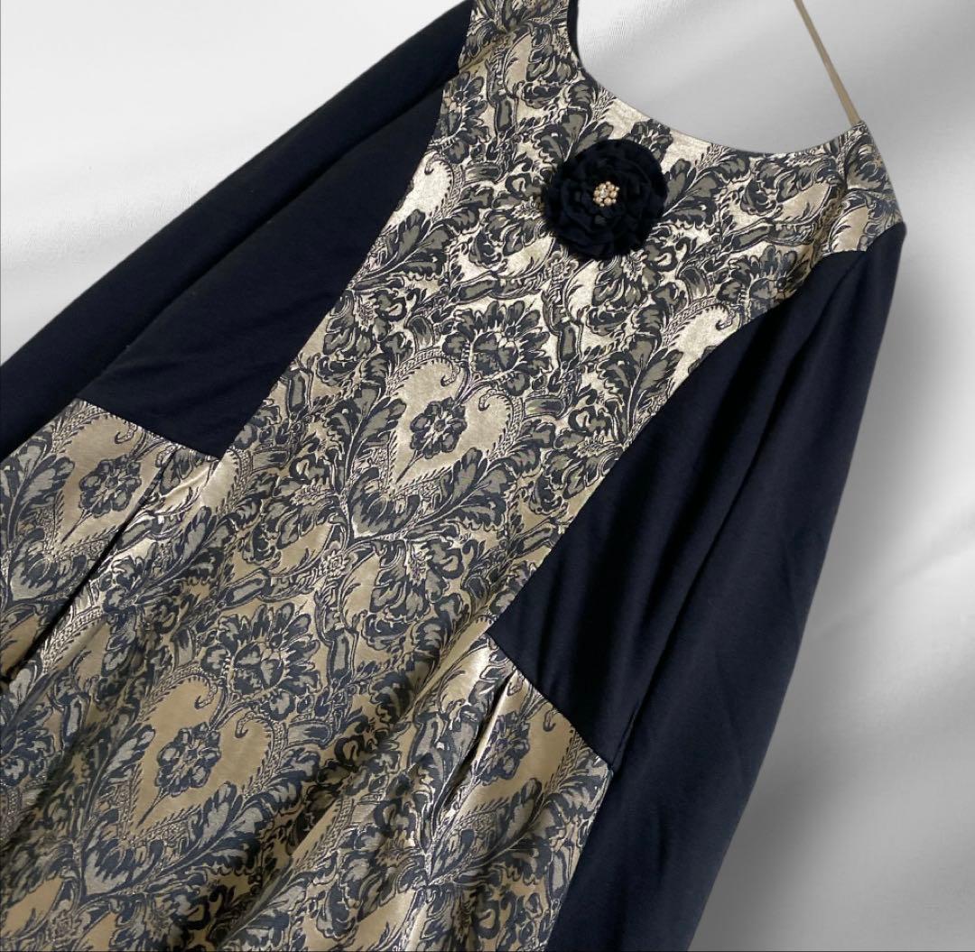 大きいサイズ！super Beauty/カメリアモチーフ上品ワンピース44