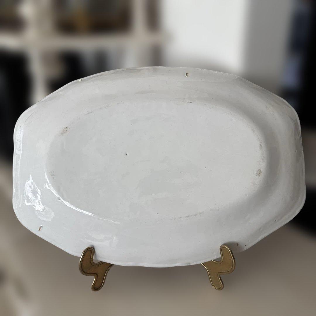 フランスアンティーク ムスティエ 花リム オーバル皿