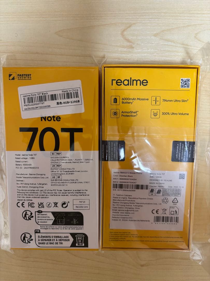 realme Note 70T 本体 RAM 4GB/128GB 2台セット