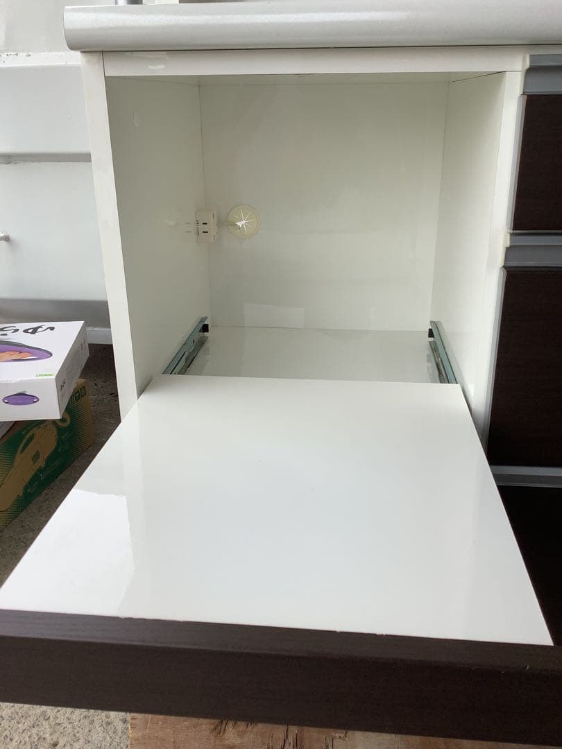 シギヤマ家具 キッチンボード レンジボード サンモア 幅80cm スライド棚有★