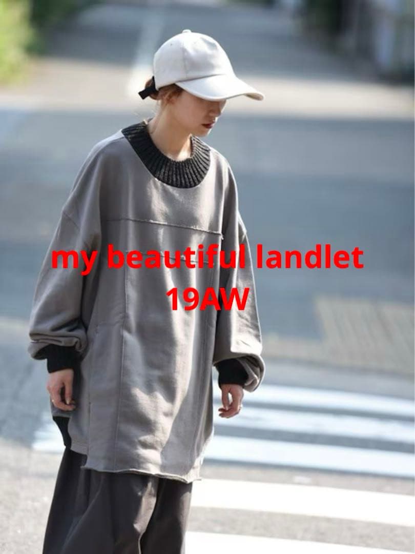 【19AW my beautiful landletニット切替スウェット】