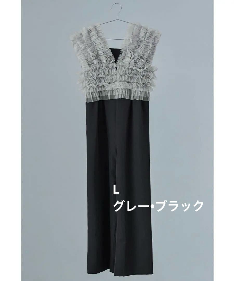 チュールベストオールインワンドレス パンツドレス 2点セット