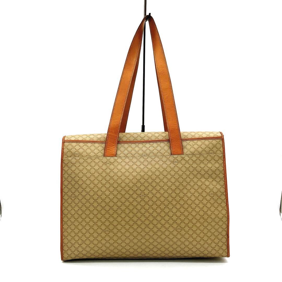 【CELINE】トートバッグ　マカダム柄　ベージュ　ブラウン　PVC