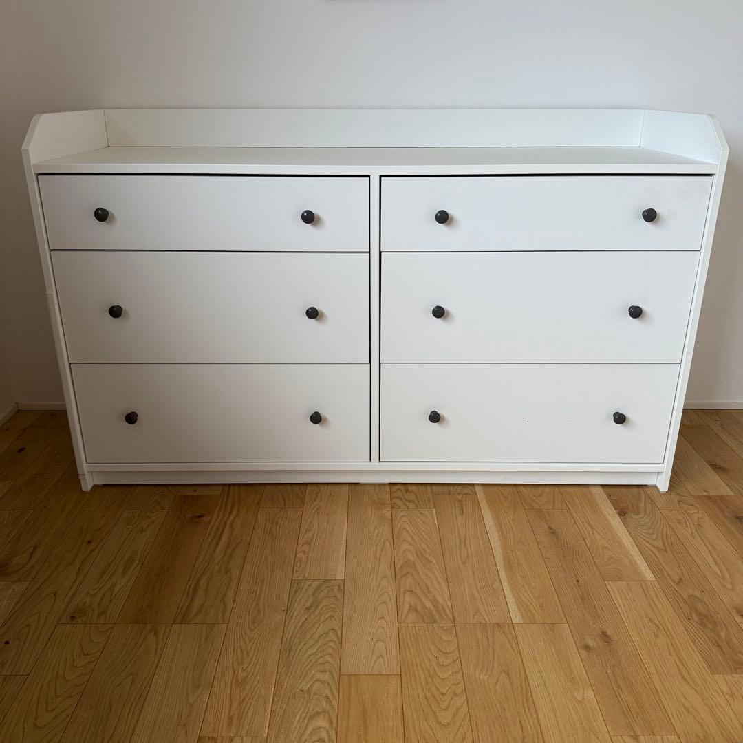 IKEA　HAUGA/ハウガ：チェスト（引き出し×6）ホワイト