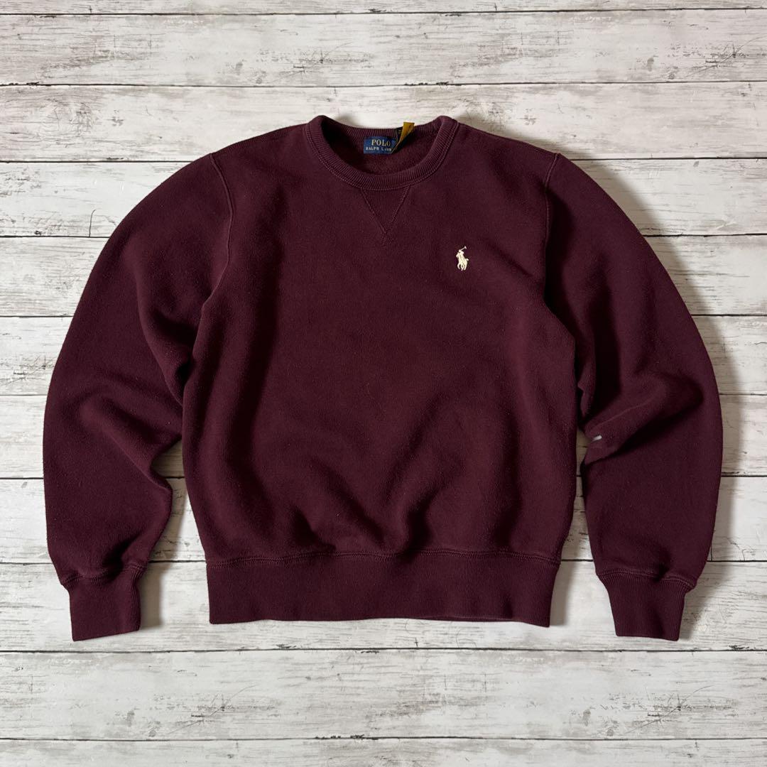 こ*わ様 ポロラルフローレン スウェット M ボルドー ワンポイント 刺繍 前V