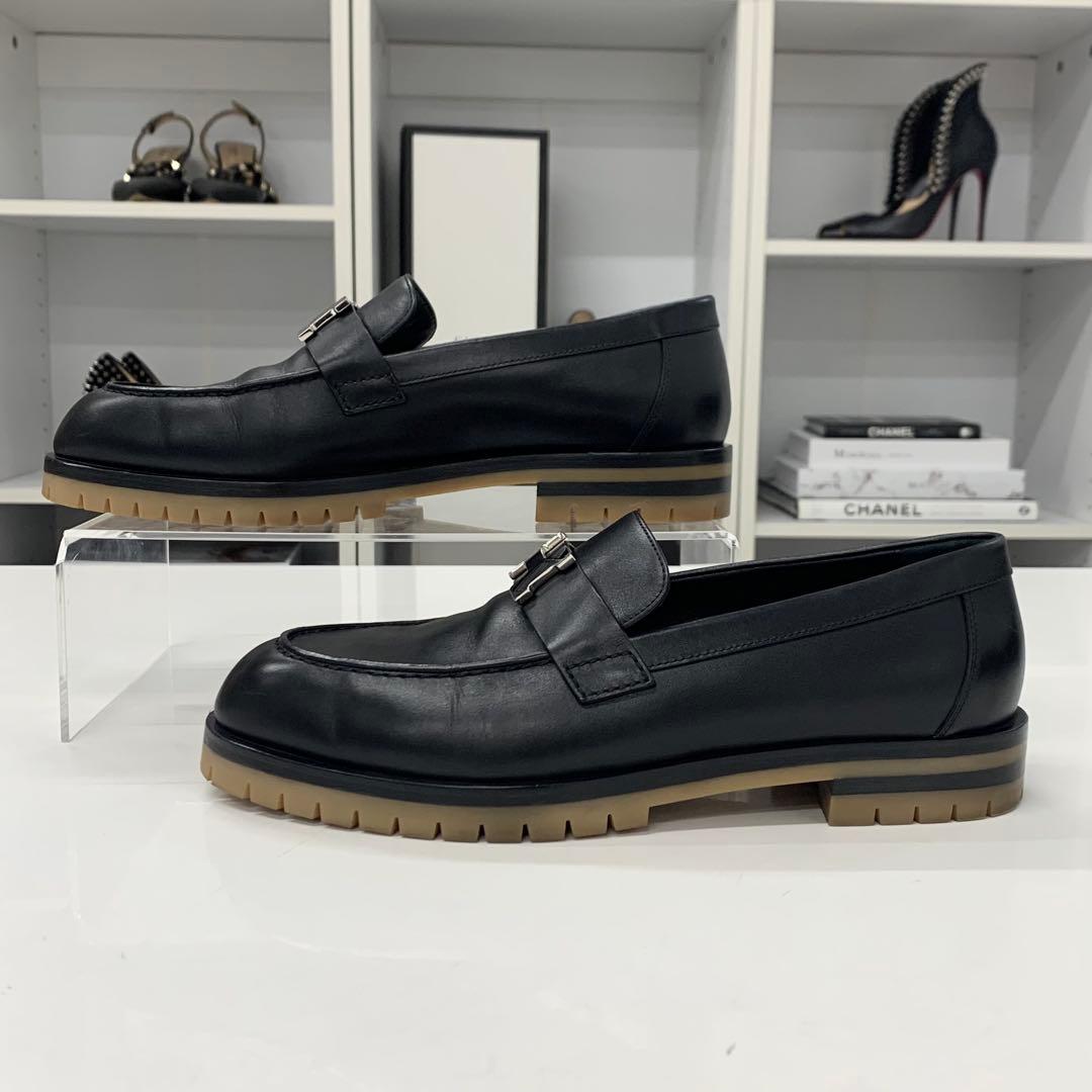 エルメス フォーブル H金具 レザー ローファー ブラック