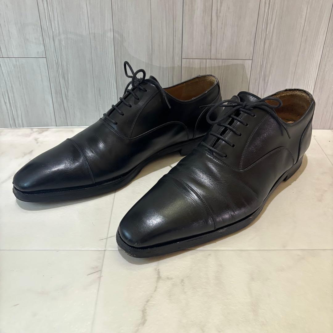 マグナーニ ストレートチップ 黒 レザー 革靴 26.5