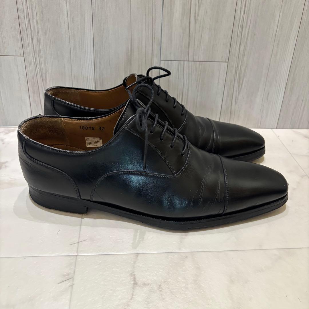 マグナーニ ストレートチップ 黒 レザー 革靴 26.5