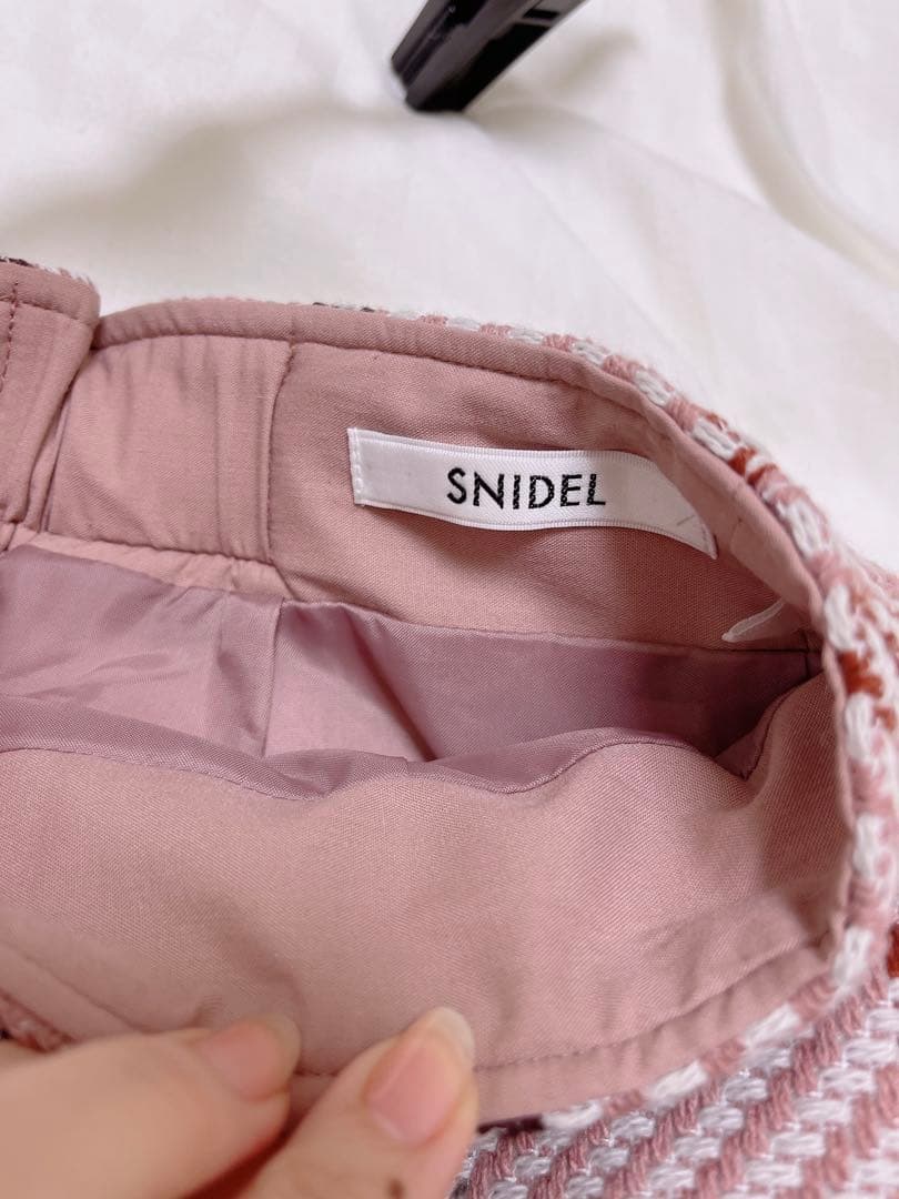 SNIDEL ロービングチェックミニスカート ピンク サイズ1