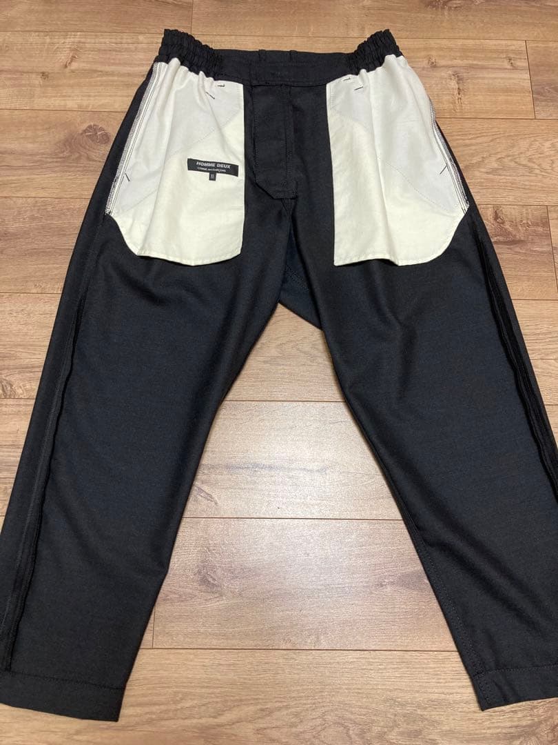 2022SS ギャルソン HOMME DUEX ウール チャコールグレーパンツ