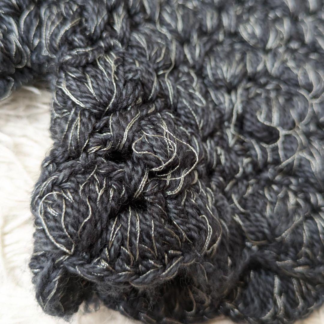 BUNON/ブノン　ハンドラッフルジレ（Gray）手編み　インド製　Free