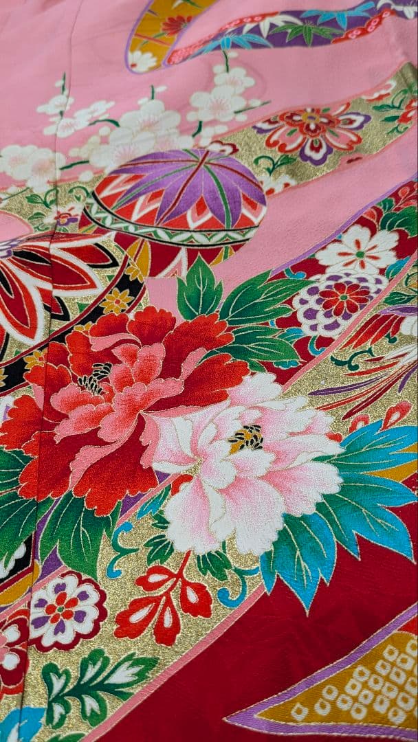 ★専用★　7歳　正絹ピンク手鞠熨斗　七五三　お着物