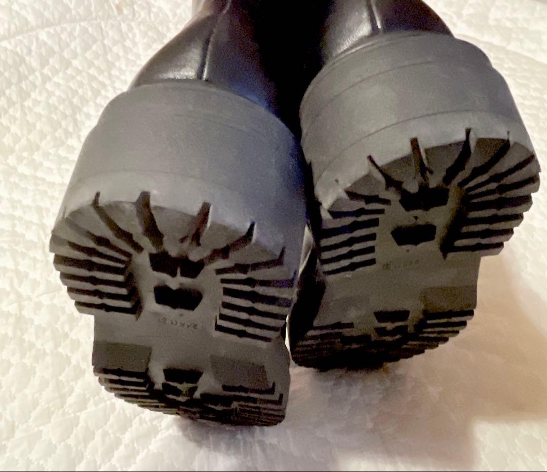 ZARA サイドジップ ブーツ 厚底 トラックソール ブラック レザー