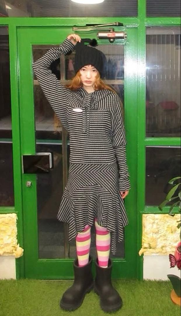 nodress knit hoodie dress ノードレス itimi