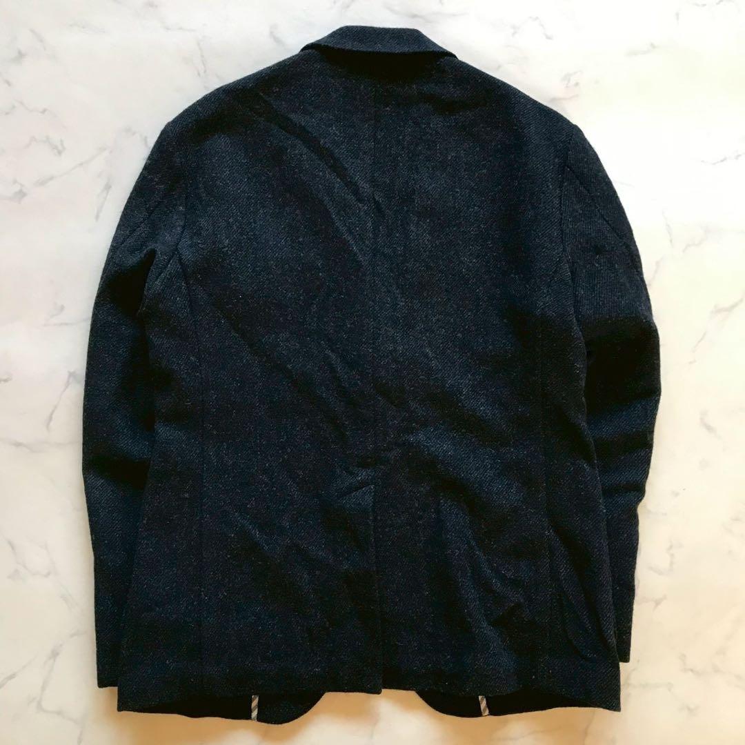 美品/XLサイズ✨エディフィス テーラードジャケット ヘリンボーン ツイード 紺