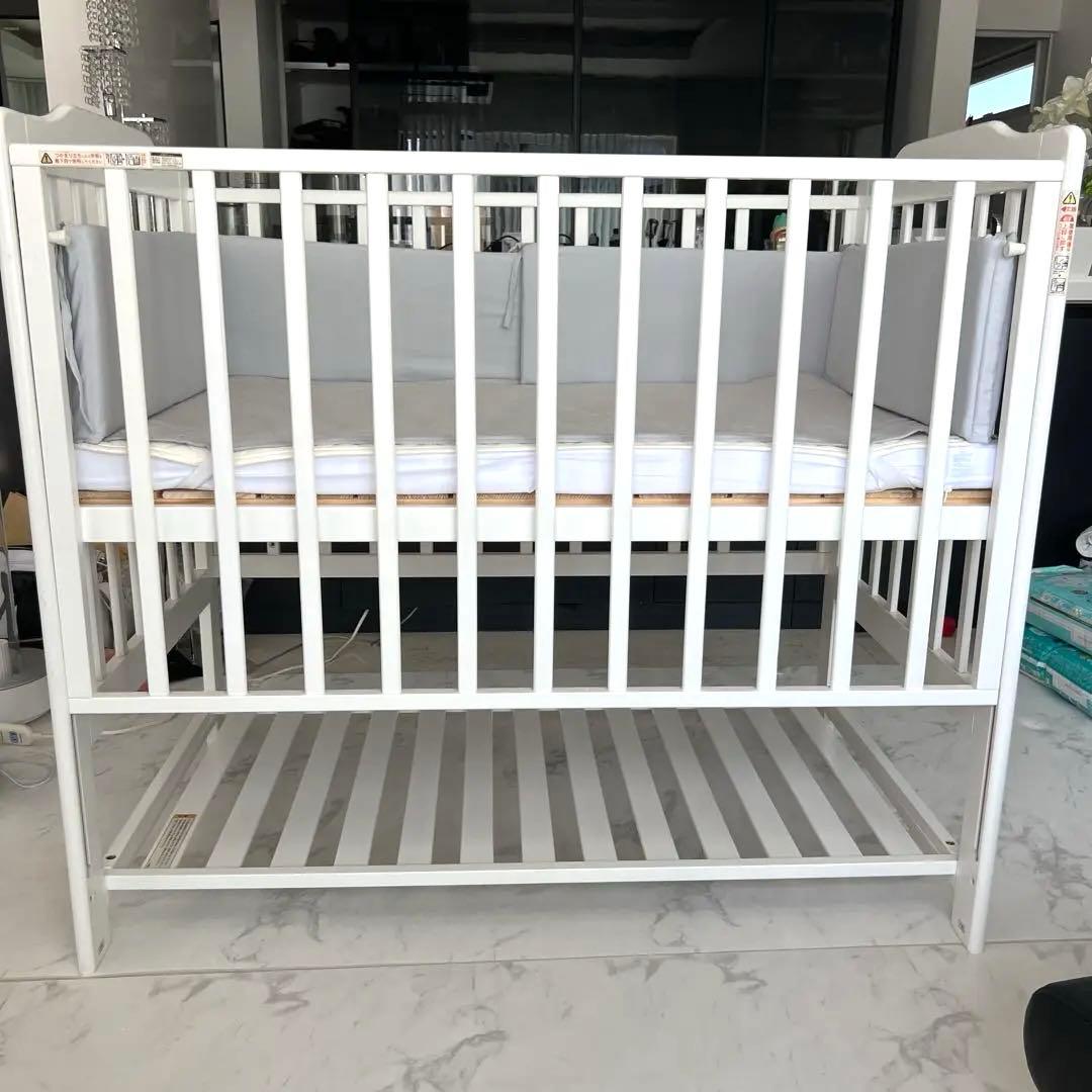 カトージ ベビーベッド II ハイタイプ上段70cm ガードクッション付