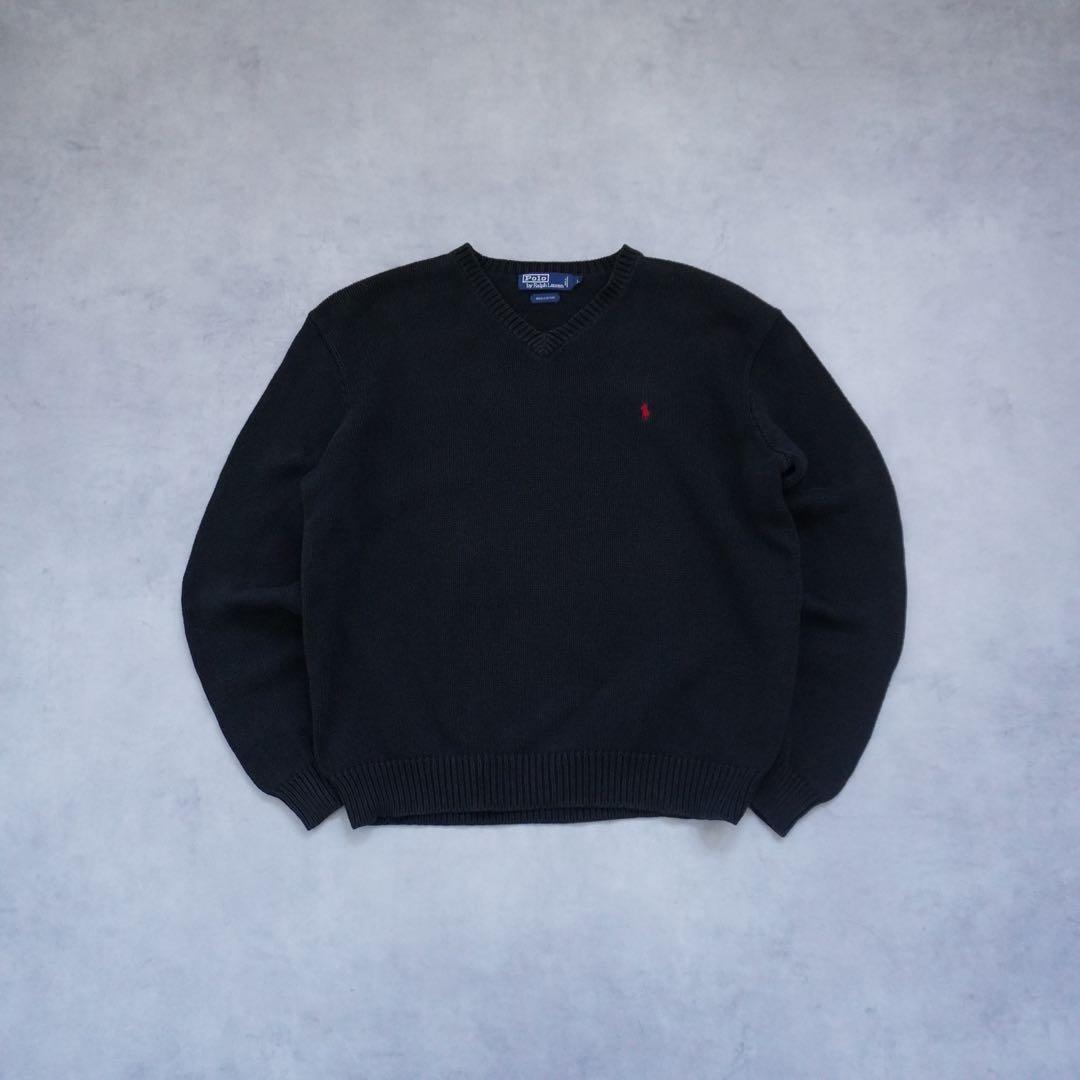 【90s〜】poloralphlauren ラルフローレンVネックコットンニット